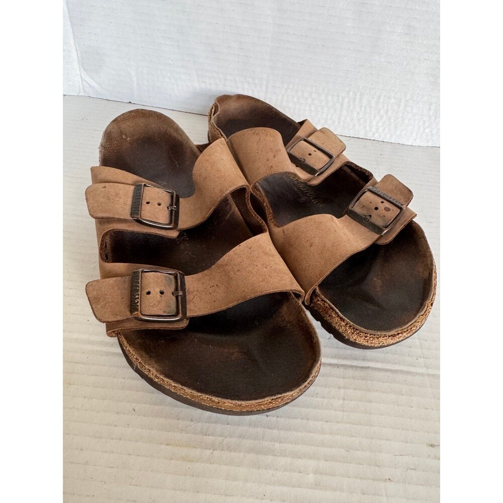 Birkenstock 44 Men 11 Wms 13 Arizona Brown Leather Sandals Slides Slip On